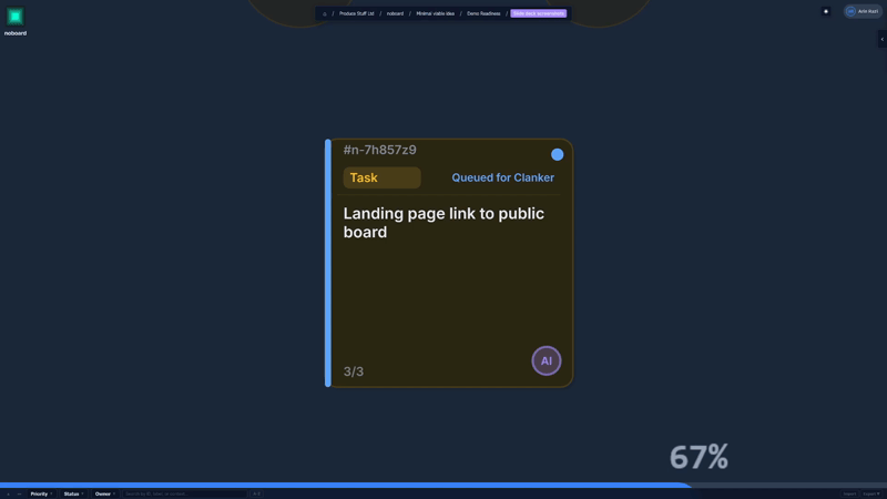 The real noboard canvas showing live project structure